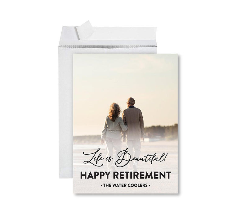 Custom Photo Jumbo Retirement Card with Envelope, Greeting Cards for Retirement Gift, Set of 1-Set of 1-Andaz Press-Life Is Beautiful-