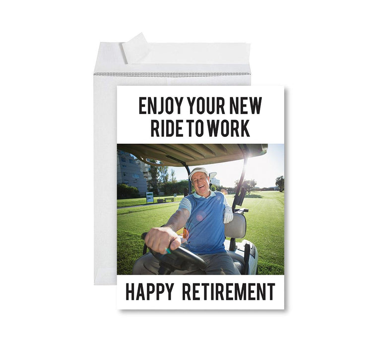 Custom Photo Jumbo Retirement Card with Envelope, Greeting Cards for Retirement Gift, Set of 1-Set of 1-Andaz Press-New Ride To Work-