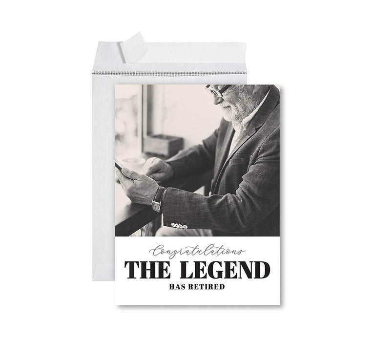 Custom Photo Jumbo Retirement Card with Envelope, Greeting Cards for Retirement Gift, Set of 1-Set of 1-Andaz Press-The Legend-