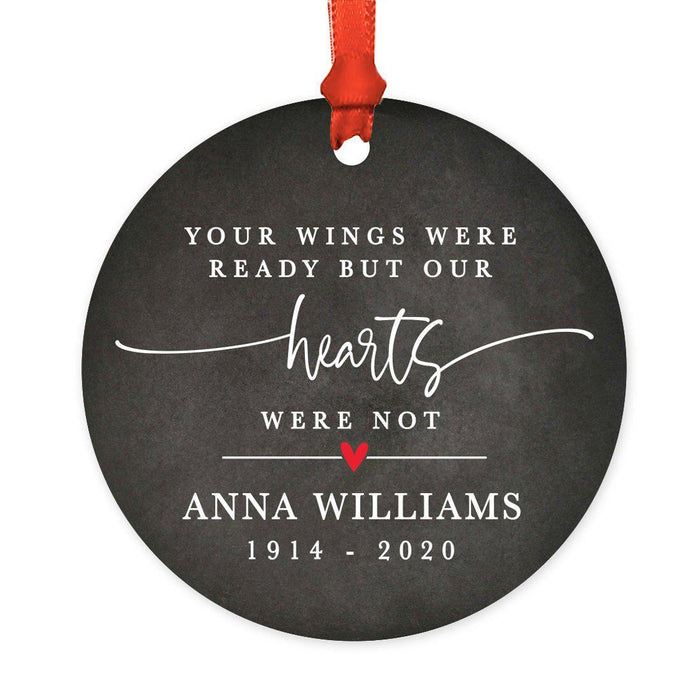 Custom Photo Memorial Round Metal Christmas Tree Ornament Keepsake, In Loving Memory-Set of 1-Andaz Press-Memory Of Grandpa-