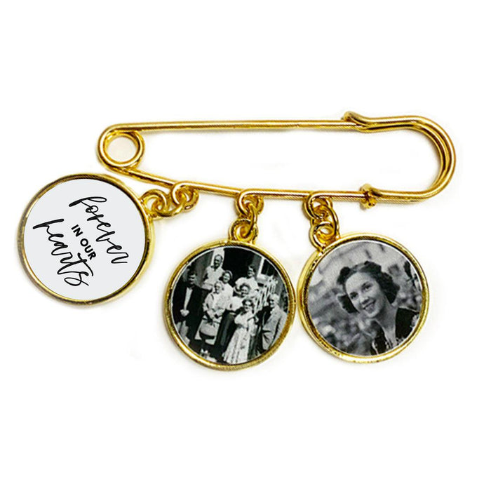 Custom Photo Memorial Wedding Boutonniere Charm Lapel Pin-Andaz Press-3 Photo Charms-