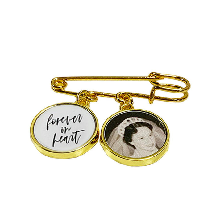 Custom Photo Memorial Wedding Boutonniere Charm Lapel Pin-Andaz Press-1 Photo Charm-