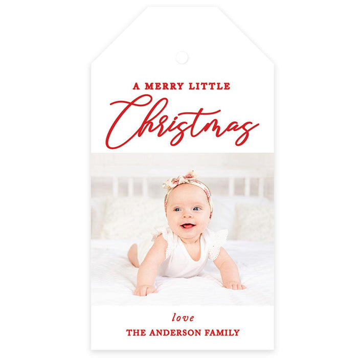 Custom Photo Merry Christmas Classic Tags with String, Cardstock Christmas Tags for Gifts-Set of 40-Andaz Press-A Merry Little Christmas roup-