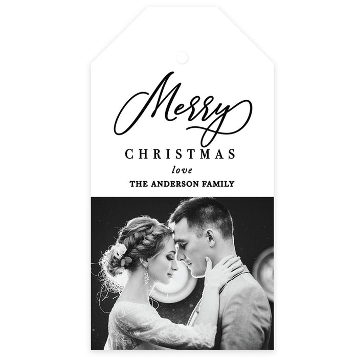 Custom Photo Merry Christmas Classic Tags with String, Cardstock Christmas Tags for Gifts-Set of 40-Andaz Press-Classic-