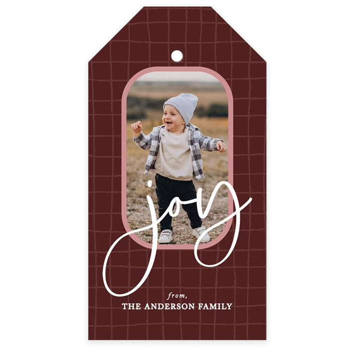 Custom Photo Merry Christmas Classic Tags with String, Cardstock Christmas Tags for Gifts-Set of 40-Andaz Press-Joy-