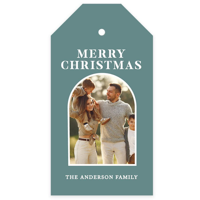 Custom Photo Merry Christmas Classic Tags with String, Cardstock Christmas Tags for Gifts-Set of 40-Andaz Press-Merry Christmas Arch-