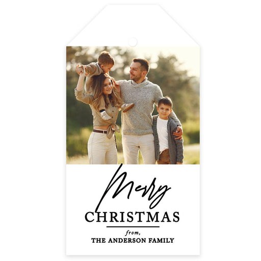 Custom Photo Merry Christmas Classic Tags with String, Cardstock Christmas Tags for Gifts-Set of 40-Andaz Press-Modern Farmhouse-