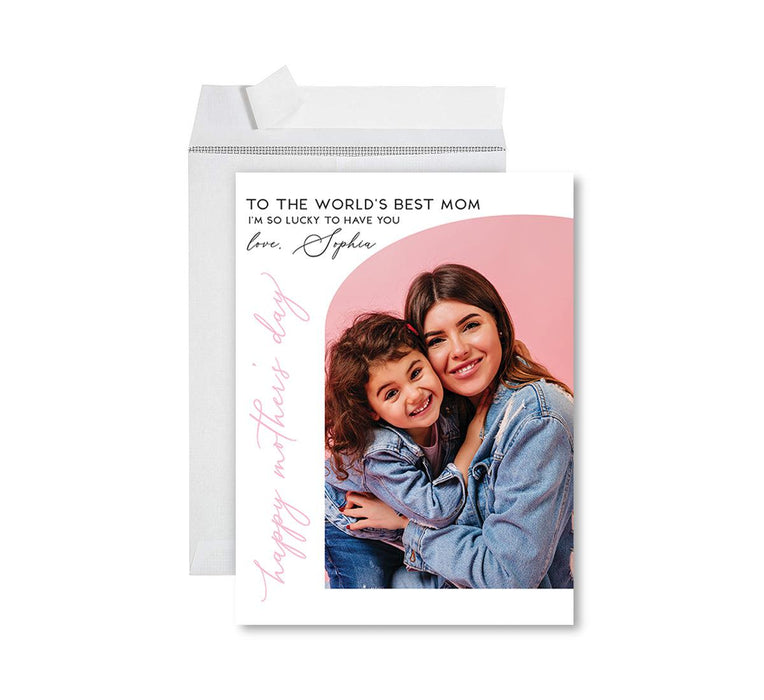 Custom Photo Mother’s Day Jumbo Card with Envelope, Greeting Card for Her, Set of 1-Set of 1-Andaz Press-Happy Mother's Day Heart-