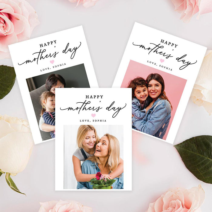 Custom Photo Mother’s Day Jumbo Card with Envelope, Greeting Card for Her, Set of 1-Set of 1-Andaz Press-Happy Mother's Day Heart-