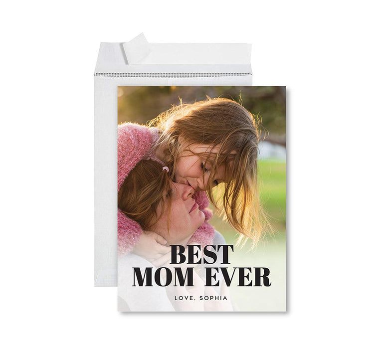 Custom Photo Mother’s Day Jumbo Card with Envelope, Greeting Card for Her, Set of 1-Set of 1-Andaz Press-Classic Best Mom Ever-