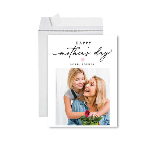 Custom Photo Mother’s Day Jumbo Card with Envelope, Greeting Card for Her, Set of 1-Set of 1-Andaz Press-Happy Mother's Day Heart-