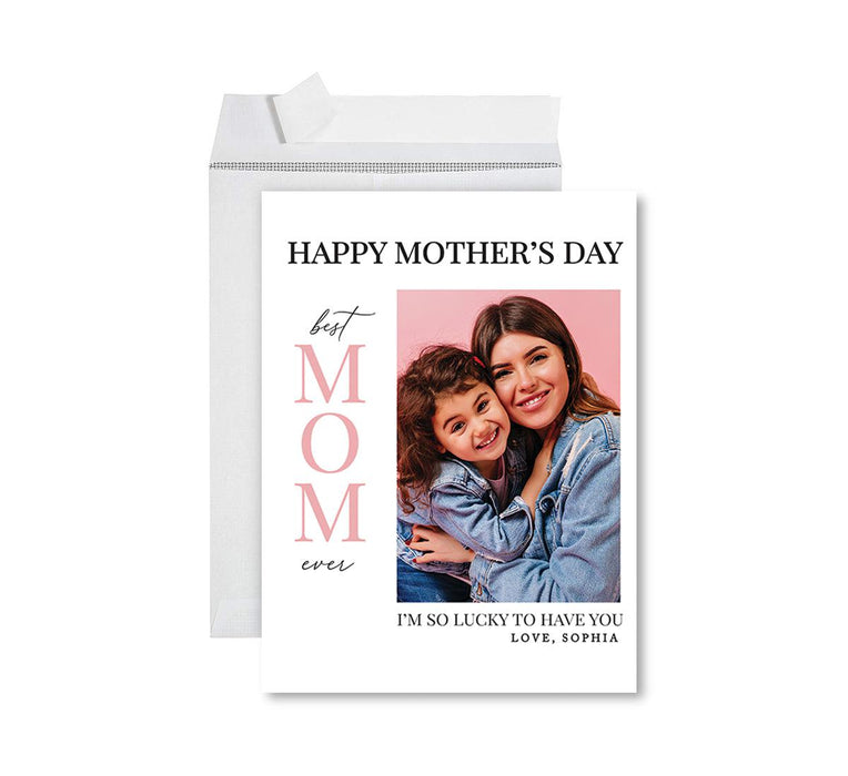 Custom Photo Mother’s Day Jumbo Card with Envelope, Greeting Card for Her, Set of 1-Set of 1-Andaz Press-Lucky To Have You-