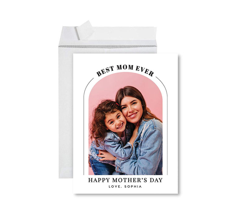 Custom Photo Mother’s Day Jumbo Card with Envelope, Greeting Card for Her, Set of 1-Set of 1-Andaz Press-Minimal Best Mom Ever-