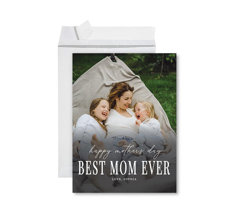 Custom Photo Mother’s Day Jumbo Card with Envelope, Greeting Card for Her, Set of 1-Set of 1-Andaz Press-Modern Best Mom Ever-