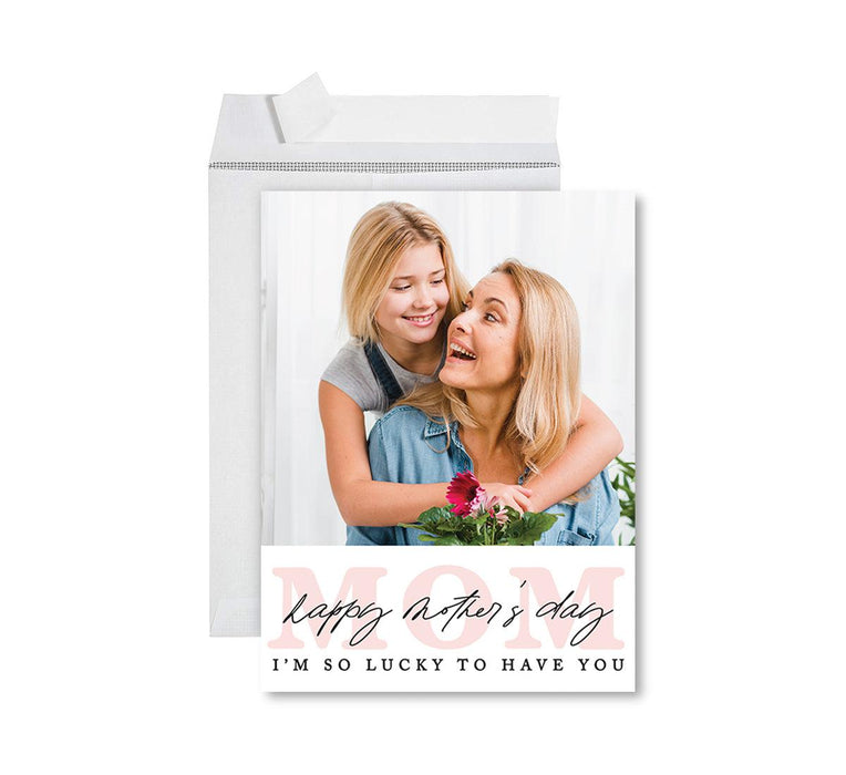 Custom Photo Mother’s Day Jumbo Card with Envelope, Greeting Card for Her, Set of 1-Set of 1-Andaz Press-Mom, I'm So Lucky To Have You-