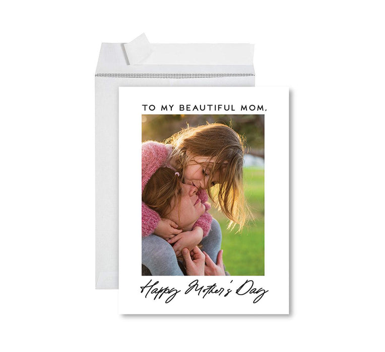 Custom Photo Mother’s Day Jumbo Card with Envelope, Greeting Card for Her, Set of 1-Set of 1-Andaz Press-To My Beautiful Mom-