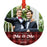 Custom Photo Our First Christmas As Mr. & Mr. 20XX Round Metal Christmas Ornaments, Men Couple-Set of 1-Andaz Press-Tartan Plaid-