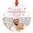 Custom Photo Our First Christmas As Mr. & Mrs. 20XX Round Metal Ornaments, 1st Year Married-Set of 1-Andaz Press-White Snowflakes-