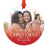 Custom Photo Our First Christmas As Mrs. & Mrs. 20XX Round Metal Christmas Ornaments, Lesbian Couple-Set of 1-Andaz Press-White Snowflakes-