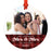 Custom Photo Our First Christmas As Mrs. & Mrs. 20XX Round Metal Christmas Ornaments, Lesbian Couple-Set of 1-Andaz Press-White Snowflakes-