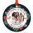 Custom Photo Our First Christmas As Mrs. & Mrs. 20XX Round Metal Christmas Ornaments, Lesbian Couple-Set of 1-Andaz Press-Poinsettia Wreath-