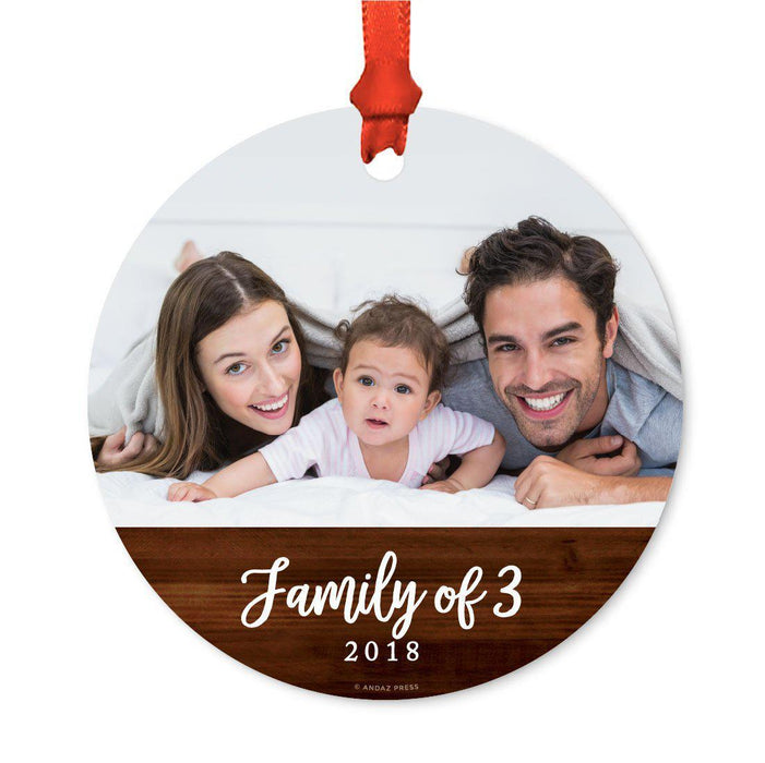 Custom Photo Personalized Christmas Ornament, Rustic Wood, 1st Christmas-Set of 1-Andaz Press-Family 3-