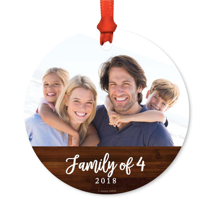 Custom Photo Personalized Christmas Ornament, Rustic Wood, 1st Christmas-Set of 1-Andaz Press-Family 4-