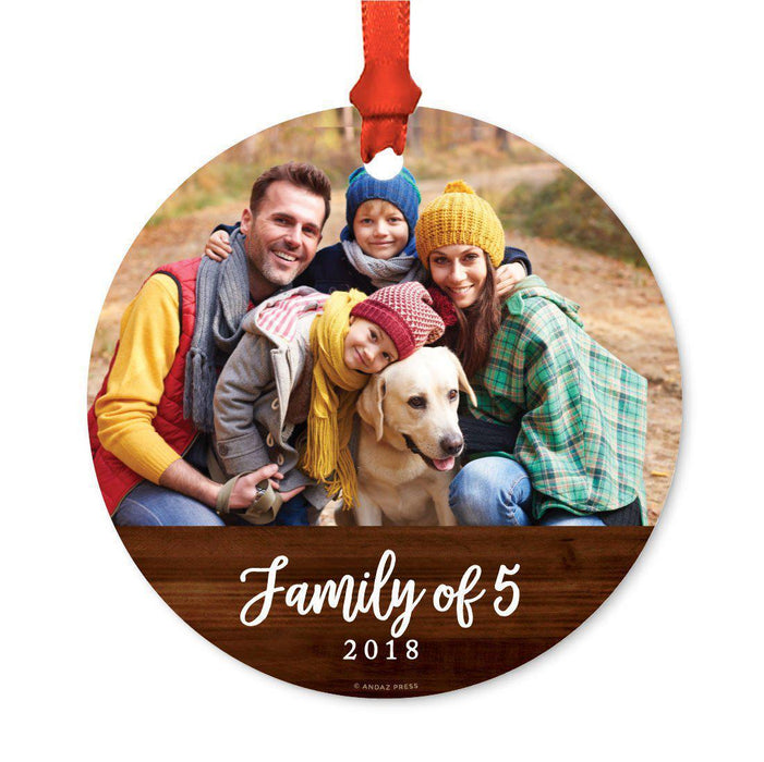 Custom Photo Personalized Christmas Ornament, Rustic Wood, 1st Christmas-Set of 1-Andaz Press-Family 5-