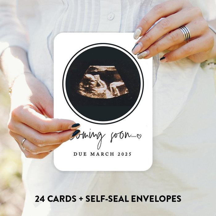 Custom Photo Pregnancy Announcement Cards with Envelopes, Set of 24-Set of 24-Andaz Press-Coming Soon-