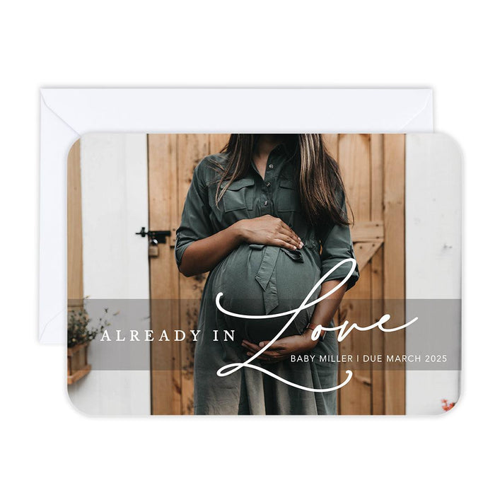 Custom Photo Pregnancy Announcement Cards with Envelopes, Set of 24-Set of 24-Andaz Press-Already In Love-