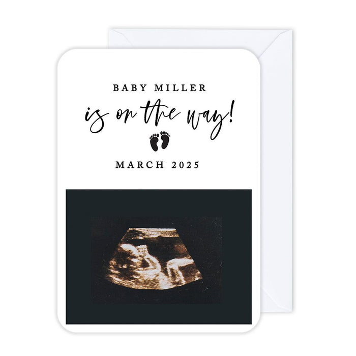 Custom Photo Pregnancy Announcement Cards with Envelopes, Set of 24-Set of 24-Andaz Press-Baby Is on The Way-