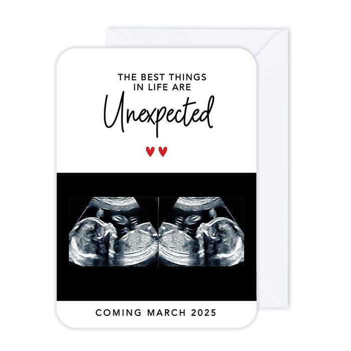 Custom Photo Pregnancy Announcement Cards with Envelopes, Set of 24-Set of 24-Andaz Press-The Best Things In Life Are Unexpected-