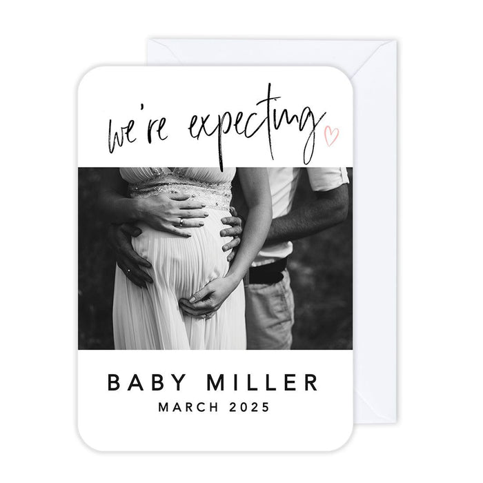 Custom Photo Pregnancy Announcement Cards with Envelopes, Set of 24-Set of 24-Andaz Press-We're Expecting-