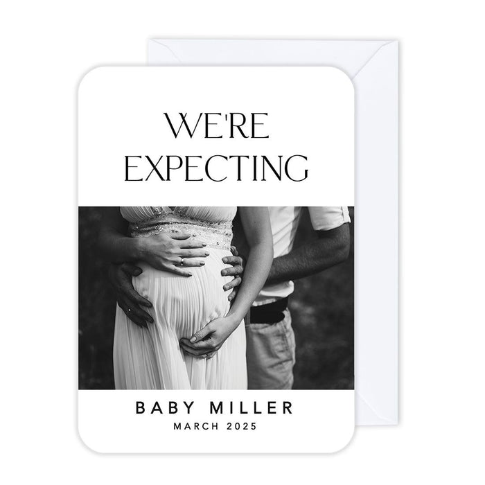 Custom Photo Pregnancy Announcement Cards with Envelopes, Set of 24-Set of 24-Andaz Press-We're Expecting Minimal-