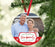 Custom Photo Round Metal Ornament Our First Christmas As Grandparents 20XX - New Grandma and Grandpa-Set of 1-Andaz Press-White Snowflakes-