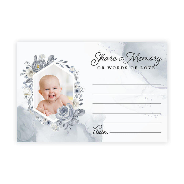 Custom Photo Share a Memory Cards for Weddings, Celebrations, and Life Events-Set of 52-Andaz Press-Grey Floral Geometric-