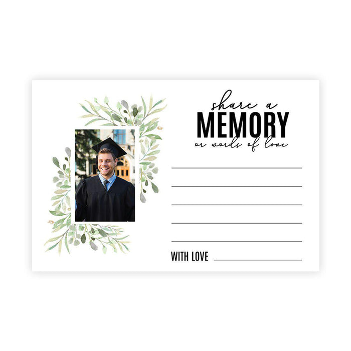Custom Photo Share a Memory Cards for Weddings, Celebrations, and Life Events-Set of 52-Andaz Press-Watercolor Greenery Square-