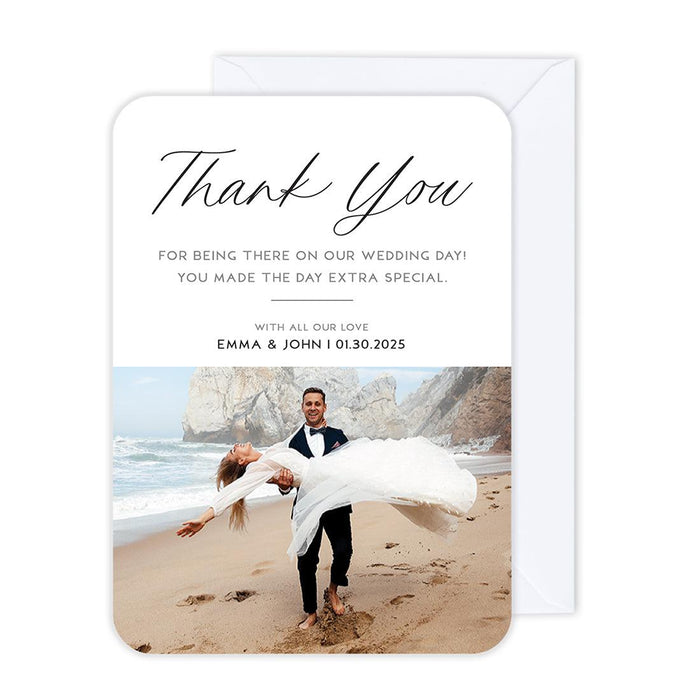 Custom Photo Thank You Cards with Envelopes, Modern Wedding Notes, Set of 24-Set of 24-Andaz Press-Thank You-