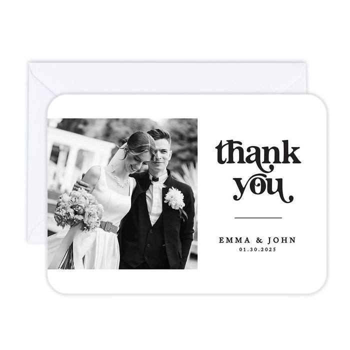 Custom Photo Thank You Cards with Envelopes, Modern Wedding Notes, Set of 24-Set of 24-Andaz Press-Thank You-