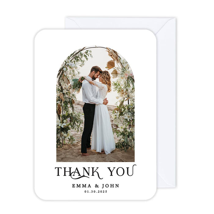Custom Photo Thank You Cards with Envelopes, Modern Wedding Notes, Set of 24-Set of 24-Andaz Press-Boho Arch-