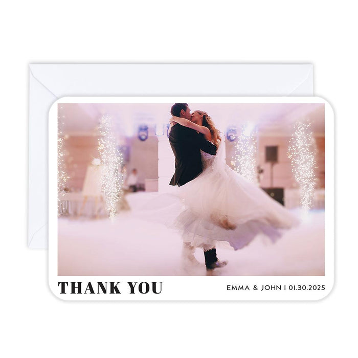 Custom Photo Thank You Cards with Envelopes, Modern Wedding Notes, Set of 24-Set of 24-Andaz Press-Bold Thank You-