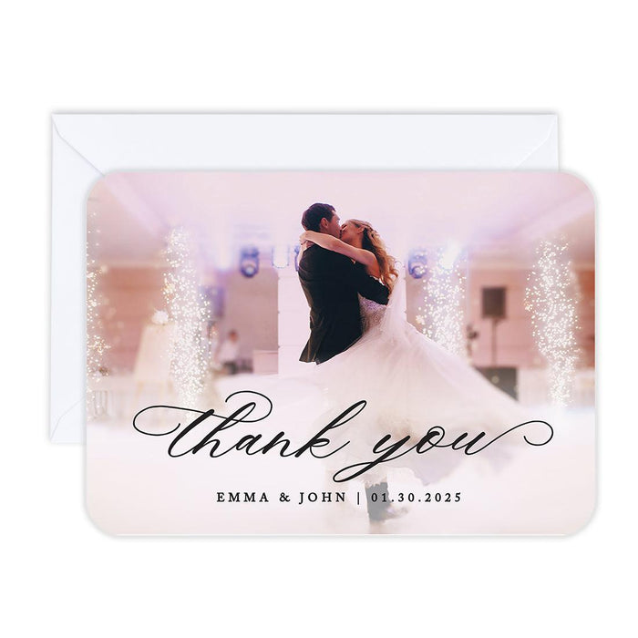 Custom Photo Thank You Cards with Envelopes, Modern Wedding Notes, Set of 24-Set of 24-Andaz Press-Classic Thank You-