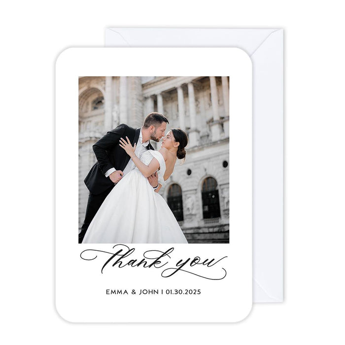 Custom Photo Thank You Cards with Envelopes, Modern Wedding Notes, Set of 24-Set of 24-Andaz Press-Fairytale-