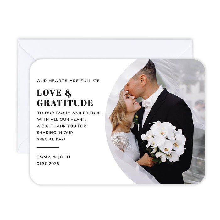 Custom Photo Thank You Cards with Envelopes, Modern Wedding Notes, Set of 24-Set of 24-Andaz Press-Love & Gratitude-