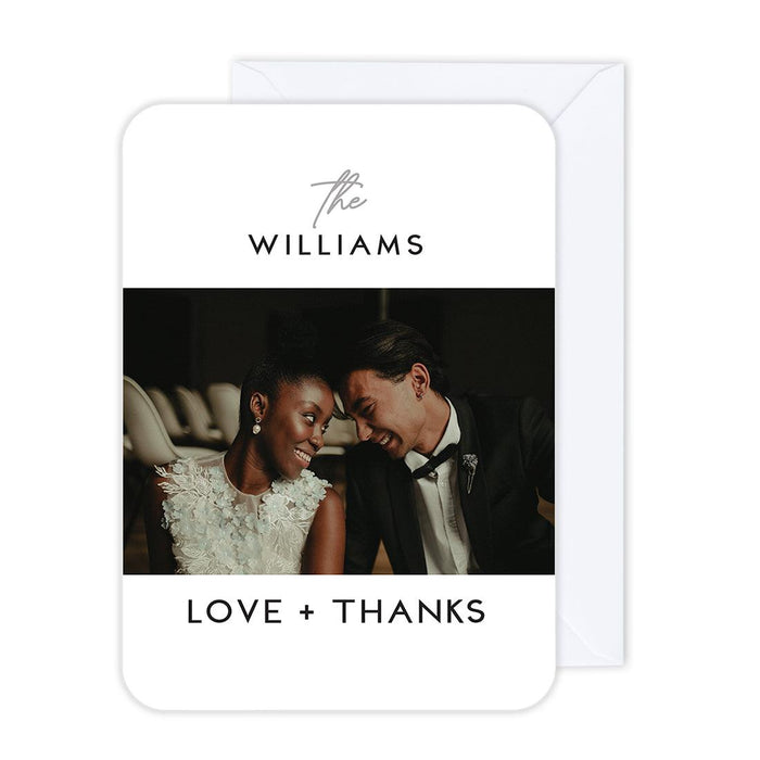 Custom Photo Thank You Cards with Envelopes, Modern Wedding Notes, Set of 24-Set of 24-Andaz Press-Love + Thanks-