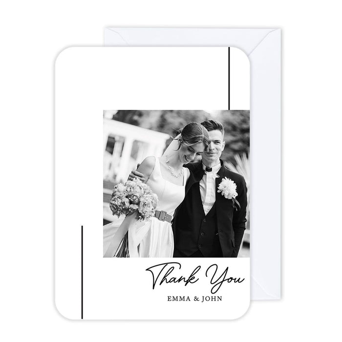 Custom Photo Thank You Cards with Envelopes, Modern Wedding Notes, Set of 24-Set of 24-Andaz Press-Minimal Thank You-