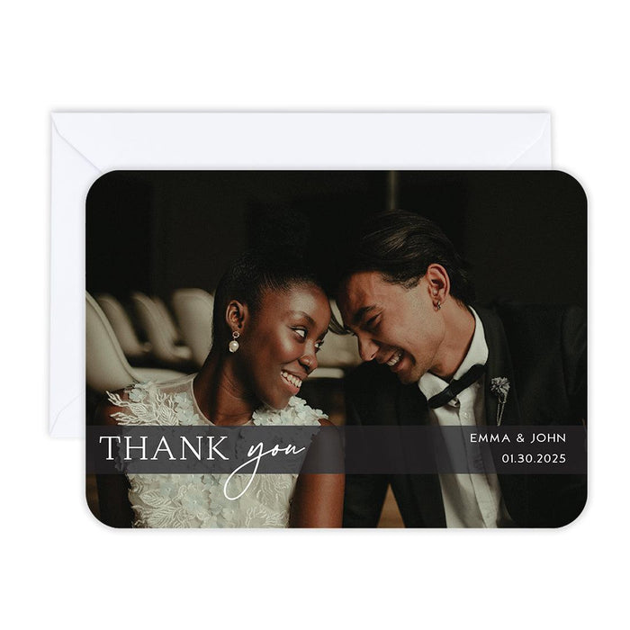 Custom Photo Thank You Cards with Envelopes, Modern Wedding Notes, Set of 24-Set of 24-Andaz Press-Modern Thank You-