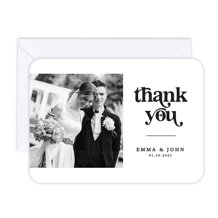 Custom Photo Thank You Cards with Envelopes, Modern Wedding Notes, Set of 24-Set of 24-Andaz Press-Retro Thank You-