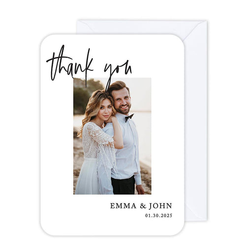 Custom Photo Thank You Cards with Envelopes, Modern Wedding Notes, Set of 24-Set of 24-Andaz Press-Thank You-