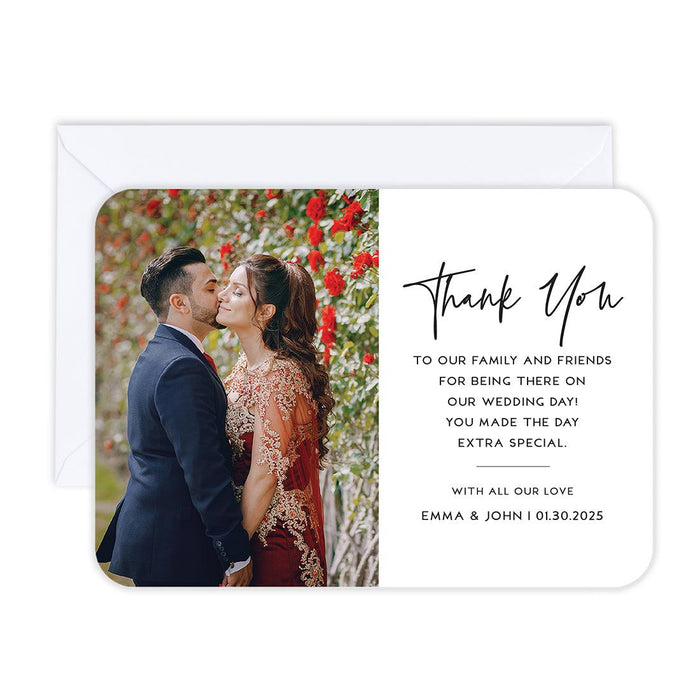 Custom Photo Thank You Cards with Envelopes, Modern Wedding Notes, Set of 24-Set of 24-Andaz Press-Thanks-